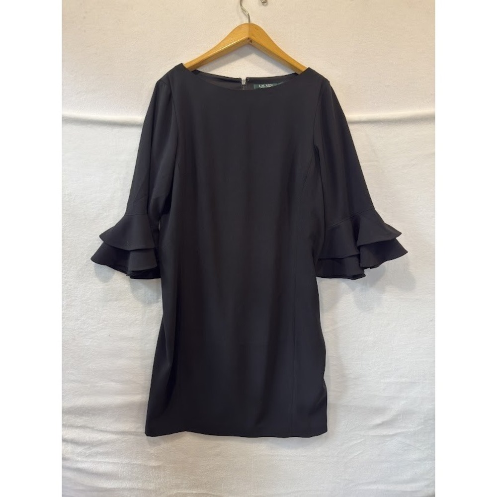 Lauren Ralph Lauren Black Shift Dress Corporate Office Event Little Black SZ 14